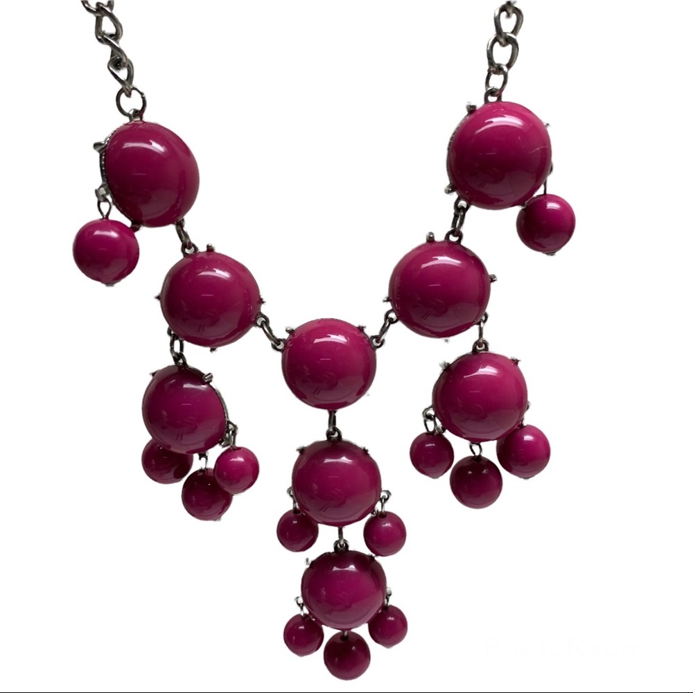 Bold Statement Bauble Necklace Raspberry Pink W/S… - image 1